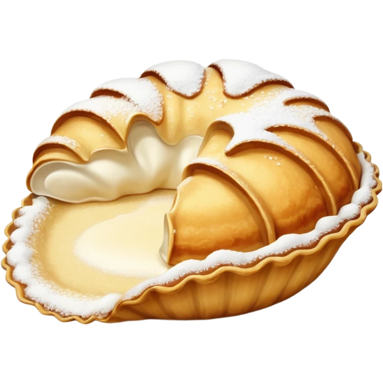 Half-clam shaped baked desert emoji