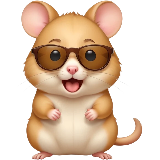 Cute animated hamster wearing sunglasses and screaming emoji