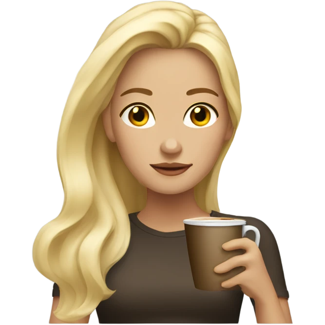 girl with blond hair drinks coffee emoji