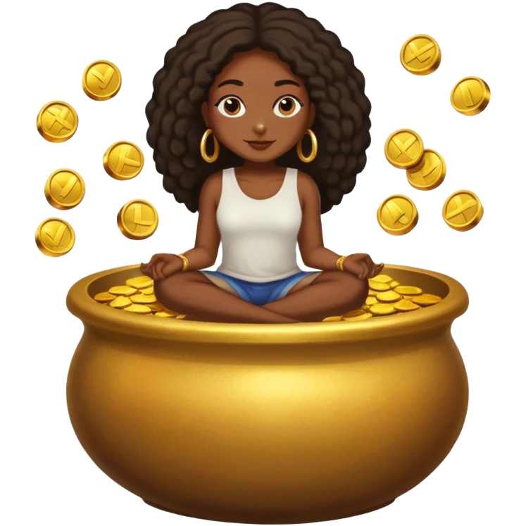 black woman sitting on a pot of gold emoji