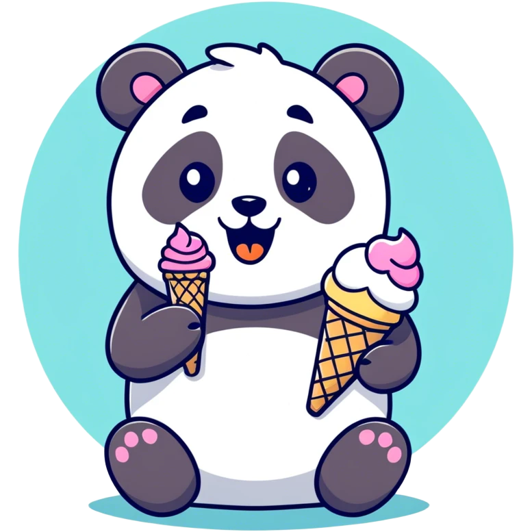 Panda eating ice cream emoji