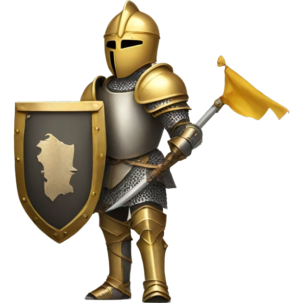 Gold armoured knight holding banner emoji