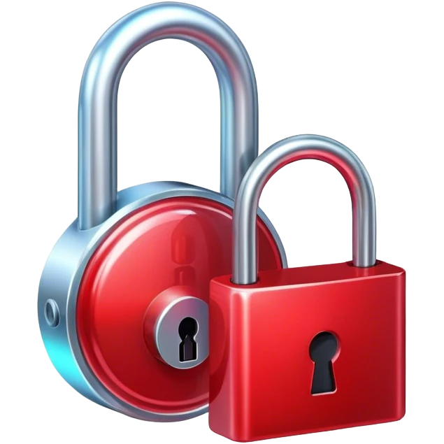 holographic and glassmorphic red lock emoji