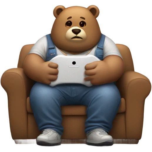 Fat man gamer with bear emoji