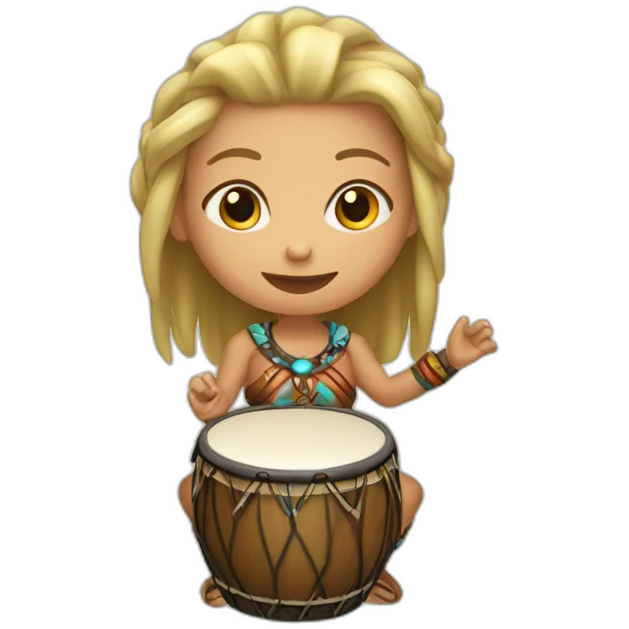 Blond female shaman playing drum emoji