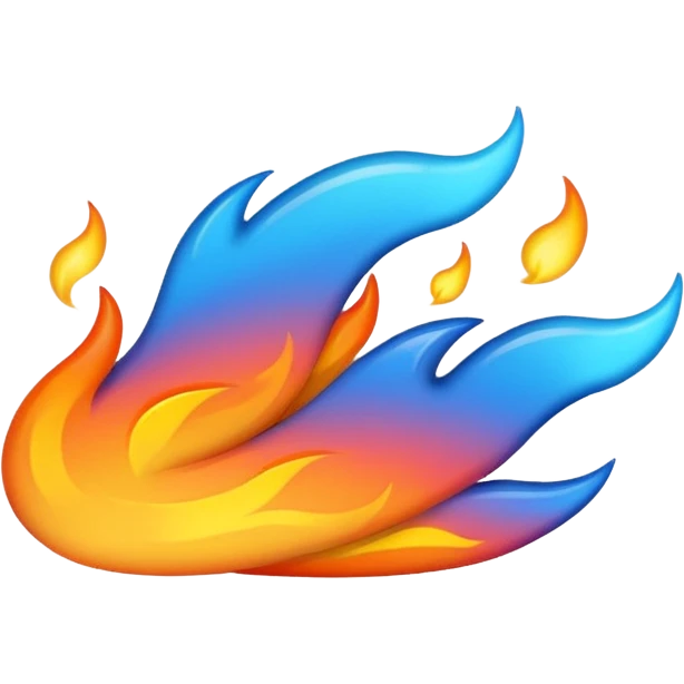 fire streak emoji, playful and modern with blue to orange gradient, vibrant

 emoji