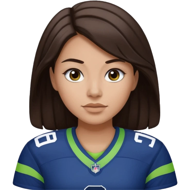 Dark brown hair seahawks fan female emoji