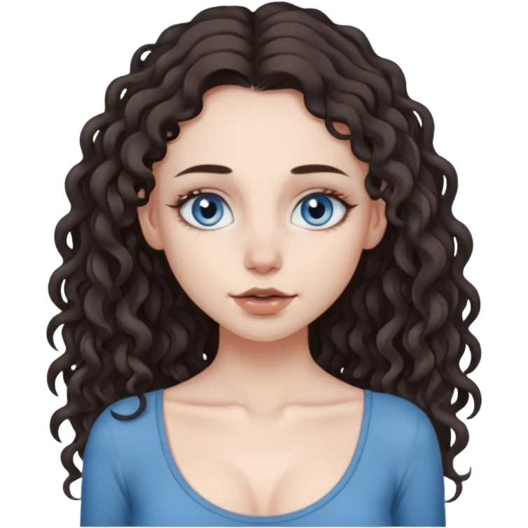 naked white skined girl with long littlebit curly hair dark brown hair and septum piercing  with beautifull skinny body  mid size breast and beautiful gray blue eyes emoji