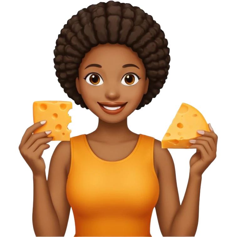 black woman holding cheese piece emoji
