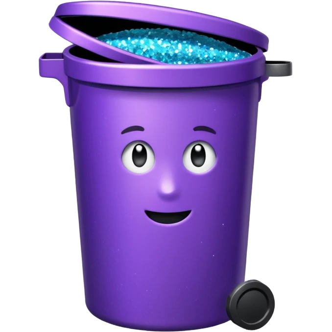 Glitter Purple and Cian rubbish bin emoji