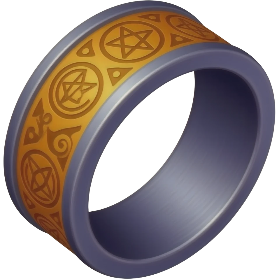 Umbra pontifex, a role that represents leadership and power. I need a ring that represents dark magic, using orange and purple as a color scheme. I wan embossed details to represent mysterious occultism emoji