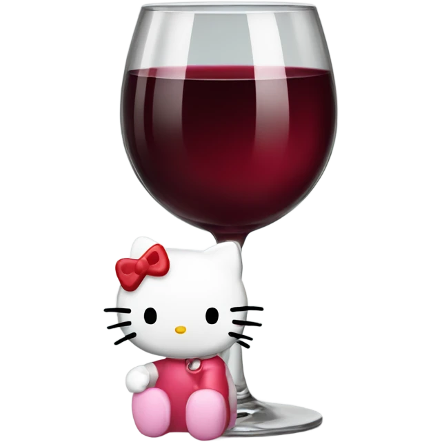 Hello Kitty drinking red wine emoji
