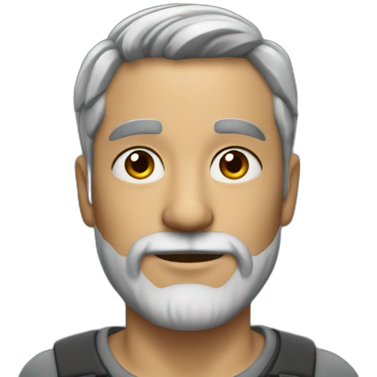 Man aged 40. Short stripped hair and short gray beard emoji