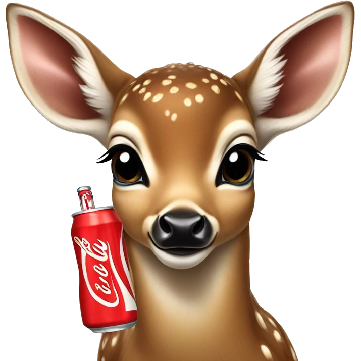 baby deer sipping on Coca Cola No Sugar emoji