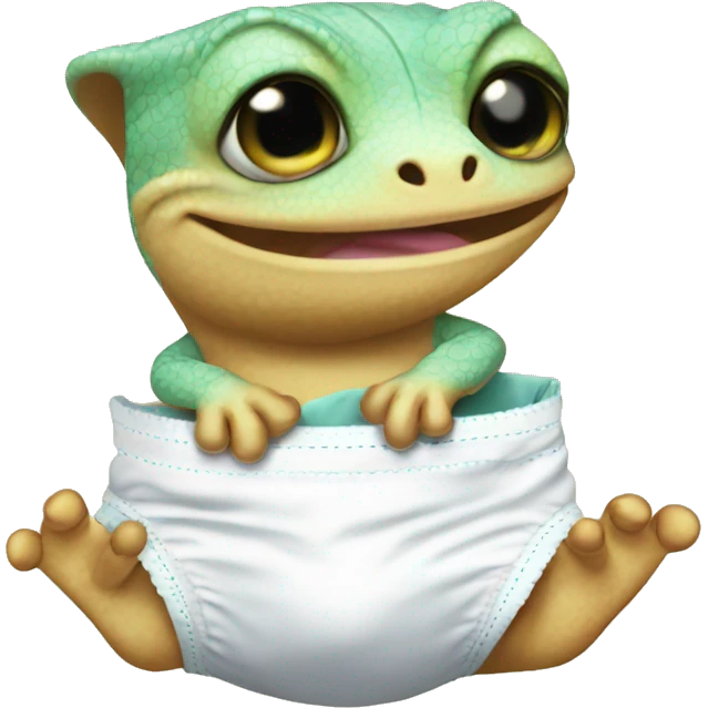 a sweet bab gecko with a diaper emoji