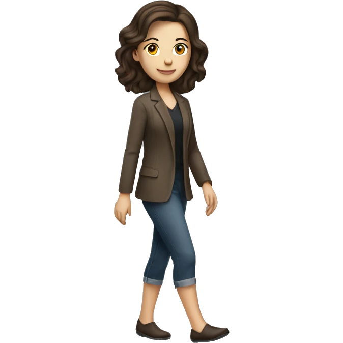 brunette caucasian woman dressed nice walking emoji