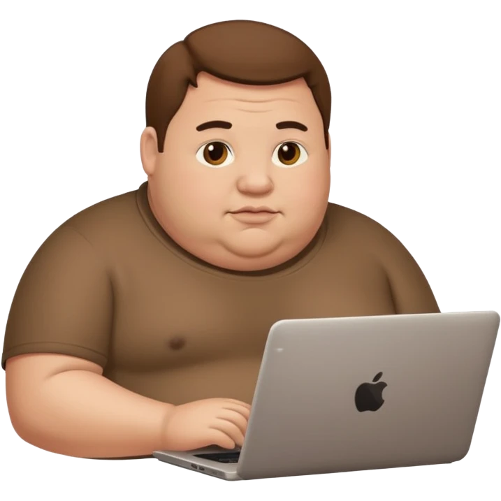 Fat man using laptop emoji
