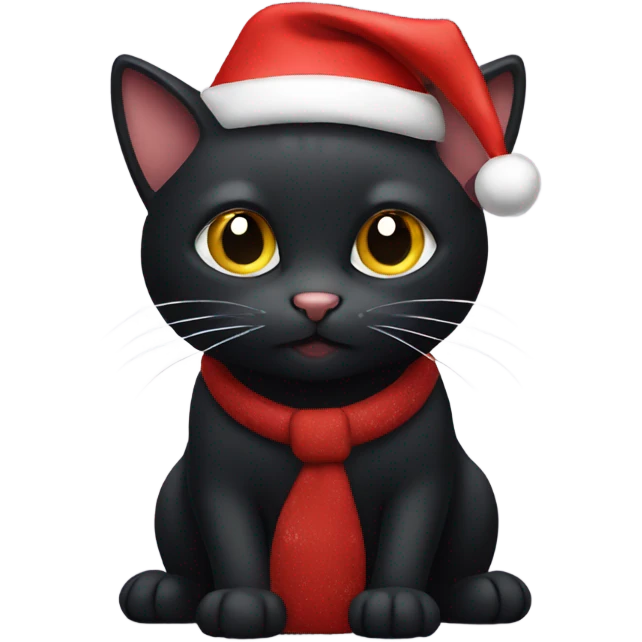 Black cat with Christmas hat emoji