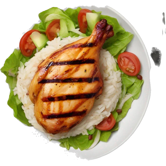 Grilled chicken with rice, red beans and salad emoji