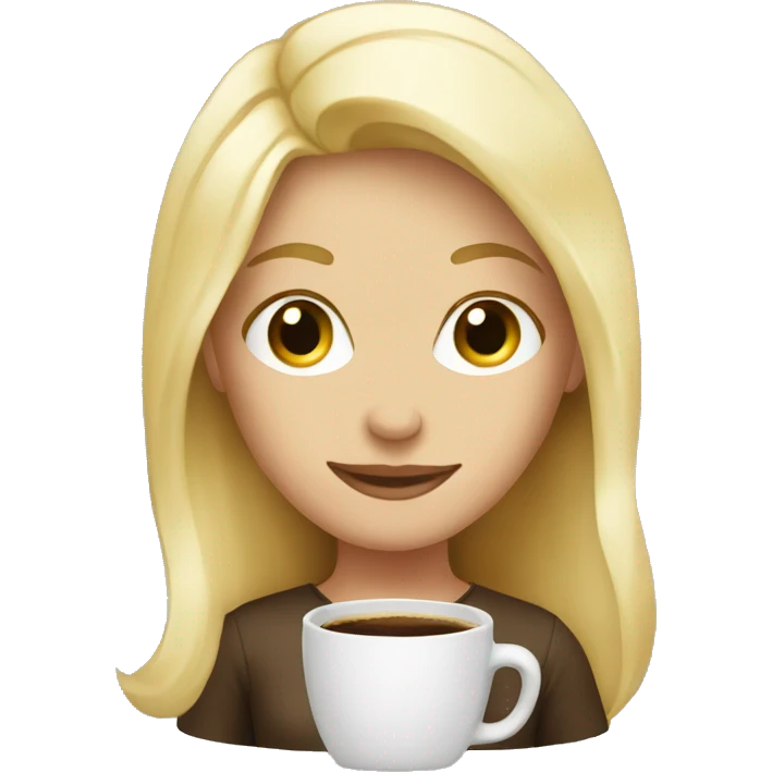 Blonde girl with coffee emoji