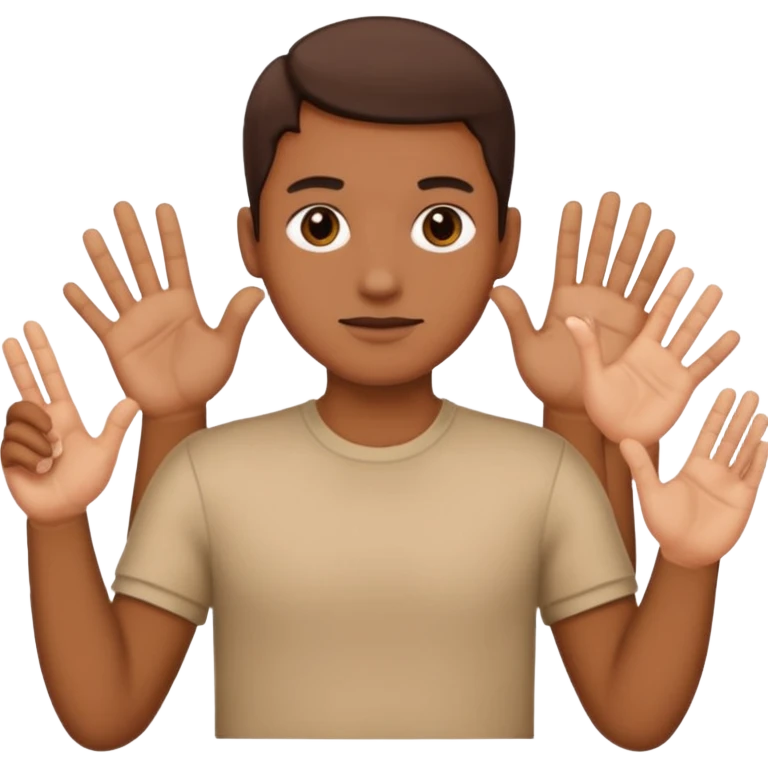 Tête qui a 2 mains l’une qui tient un 6 l’autre un 7 emoji