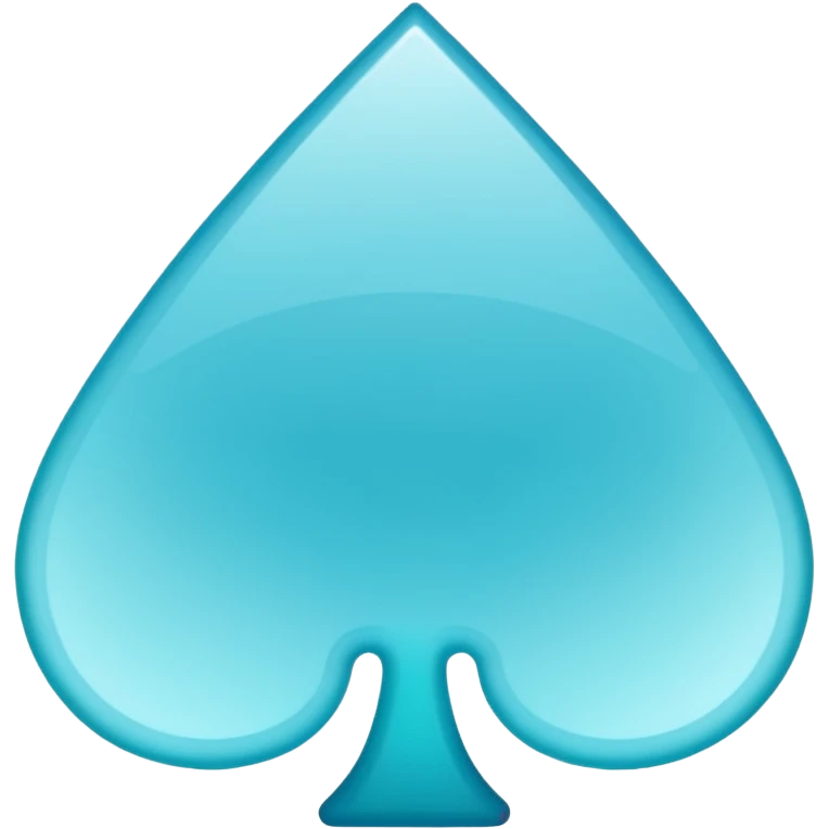 Minimalist blue spade emoji with smooth rounded edges, soft teal-to-cyan gradient, flat vector style, subtle glossy depth, and transparent background. emoji