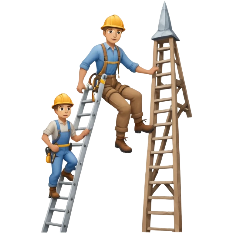 steeplejack man on a ladder beside a spire emoji
