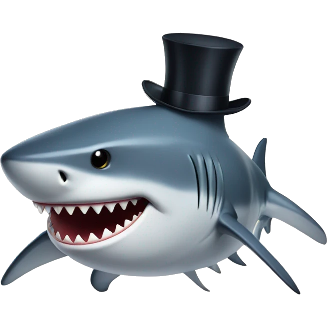 Shark with a top hat emoji