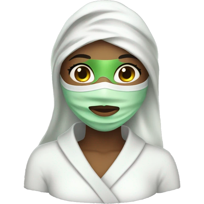 Girl with green spa mask and white robe emoji