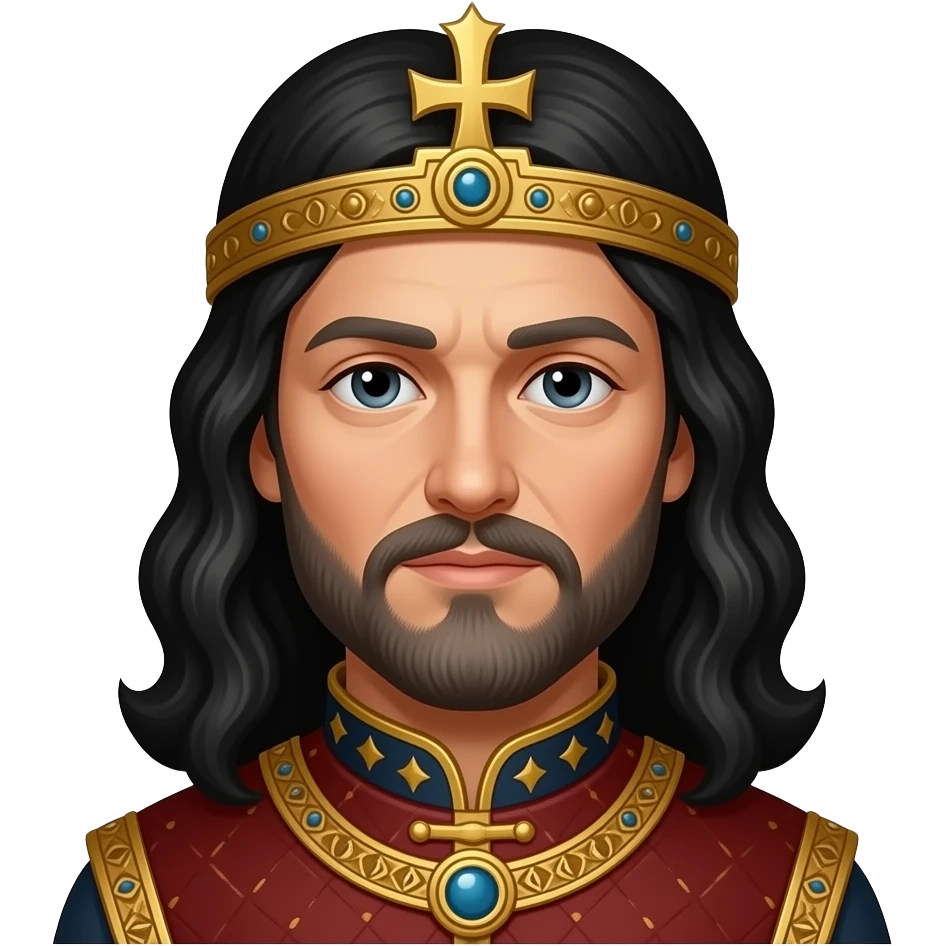 Vlad the Impaler (1428-1476) with long black hair emoji
