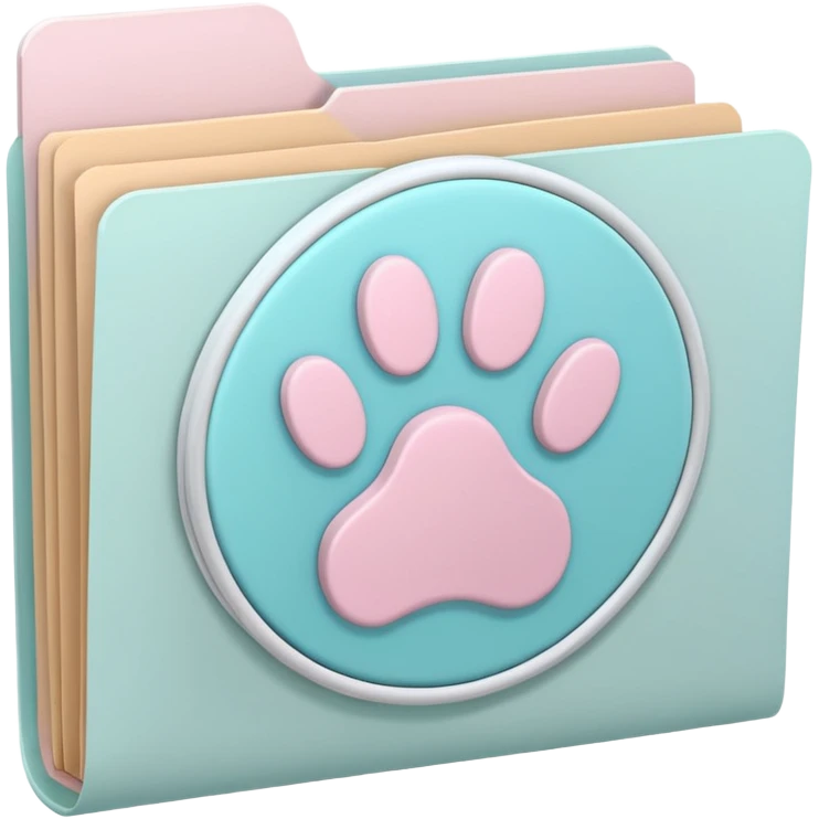 a pastel folder of documents with a pawprint on it emoji
