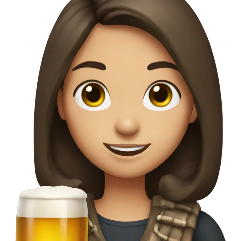 A brunette girl with a beer in her hands emoji
