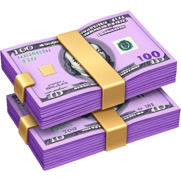 billetes en 3d morados animados en png emoji