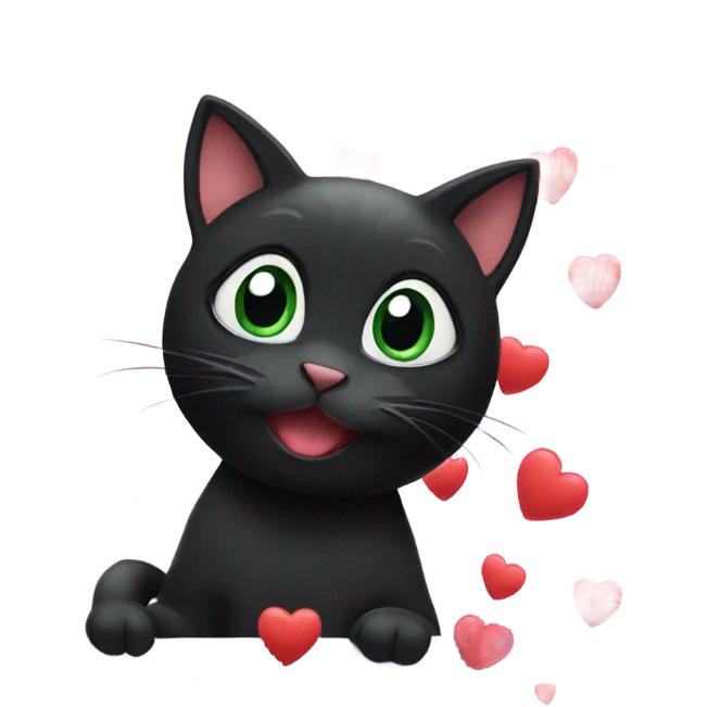 black cat with hearts surrounding emoji