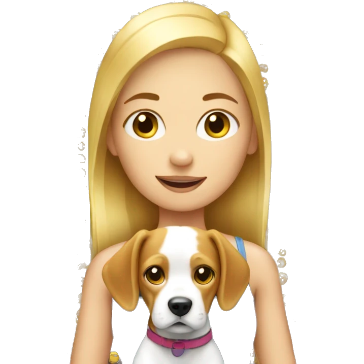 blonde girl with beagle  emoji