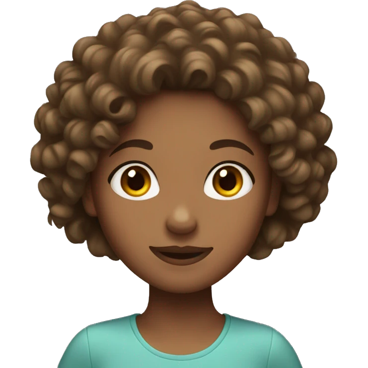 a girl with brown curly hair and mixed skin emoji