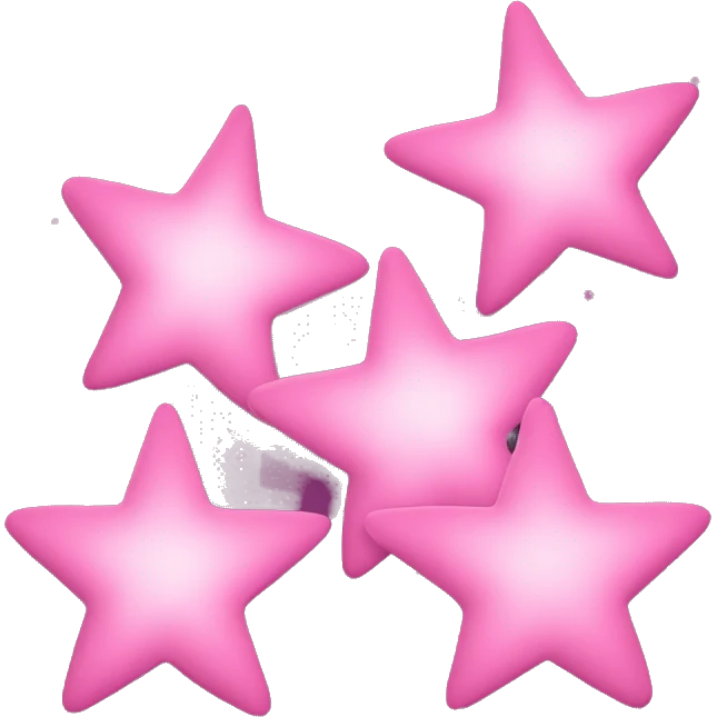Three small pink , 4-pointed stars grouped together. The stars have a slightly elongated shape, giving them a twinkling effect. They vary in size, with the largest star in the center and two smaller stars on either side.  emoji