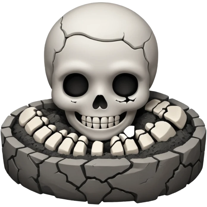 a pile of ashes with a skeletal smile emoji