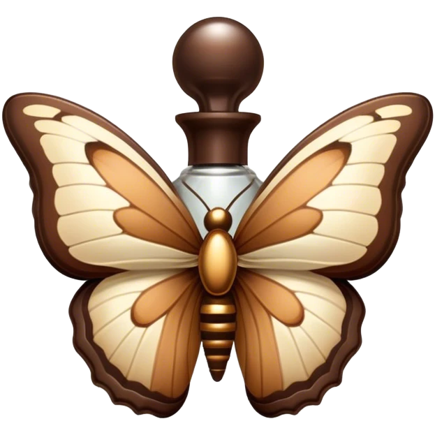 A delicate butterfly with wings in ivory and beige, and a flacon of vintage-style brown aesthetic perfume emoji