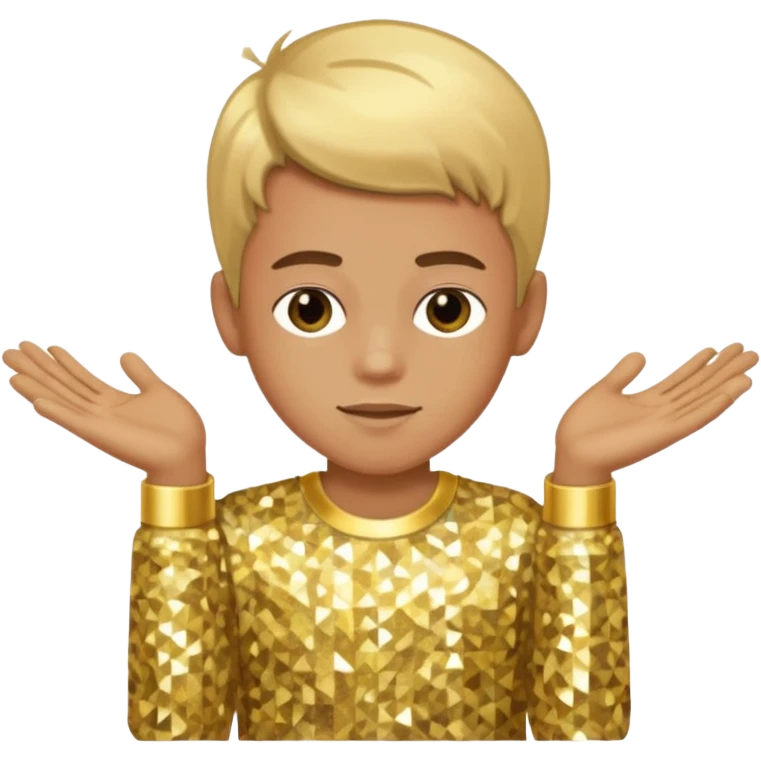 Boy with golden glittery disco shirt emoji