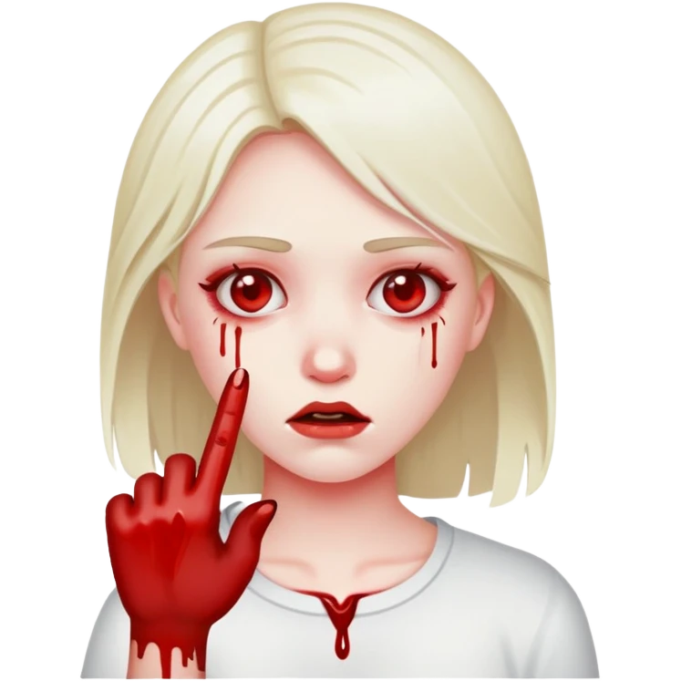 una chica sangrando el dedo emoji