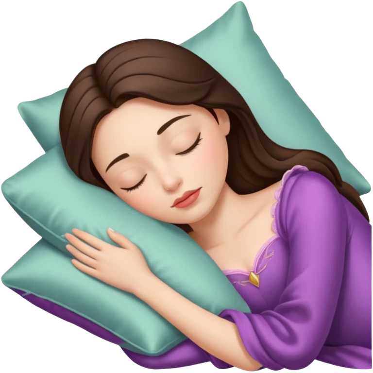 sleeping beauty brunette white girl with a silk pillow emoji