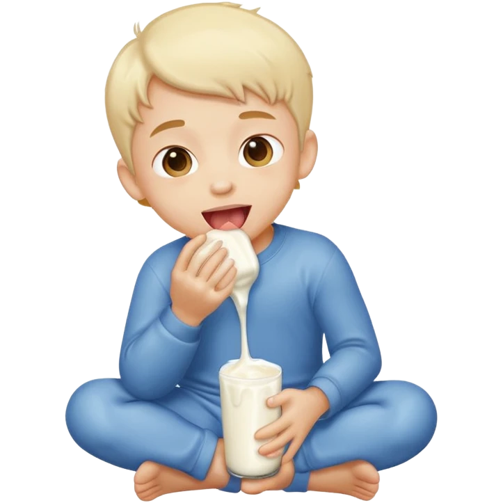 Make a person on their knees tongue out covered in white, milk. Make it a boy. emoji