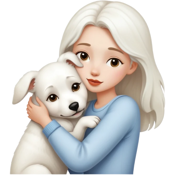 girl with withe girl dog hug and kissing emoji