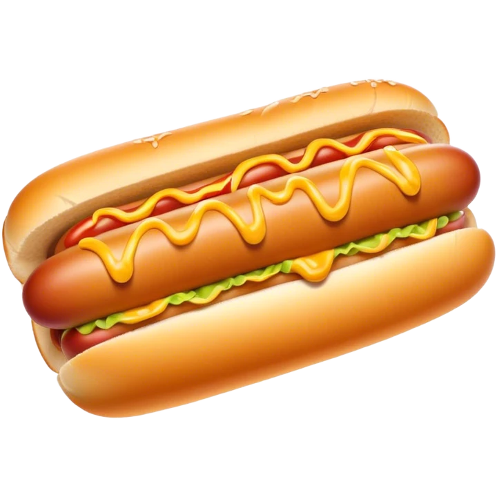 Cinematic classic hot dog, nestled in a soft toasted bun, drizzled with mustard and ketchup, juicy and flavorful, warm golden tones, ultra-detailed and mouthwatering. emoji