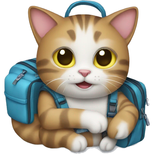 Cat with a bag pack  emoji