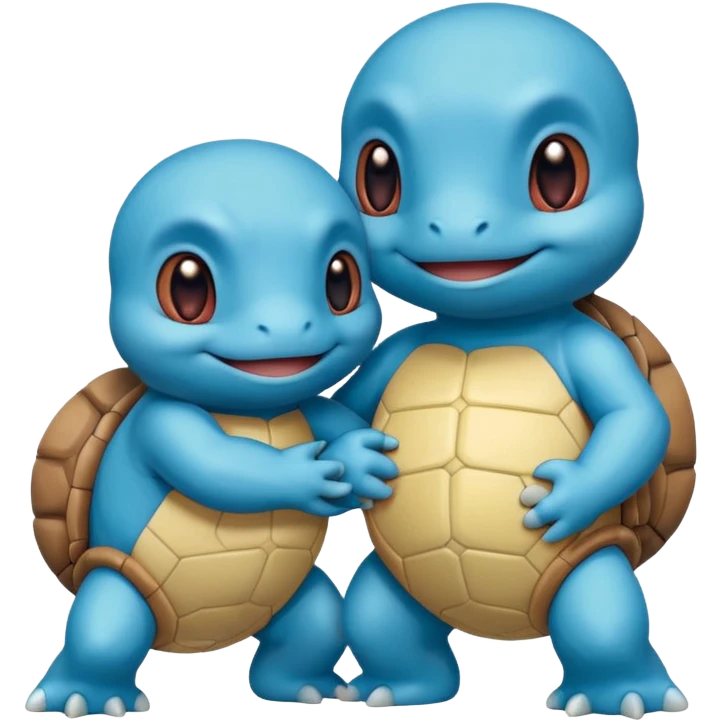 Two squirtles hugging emoji