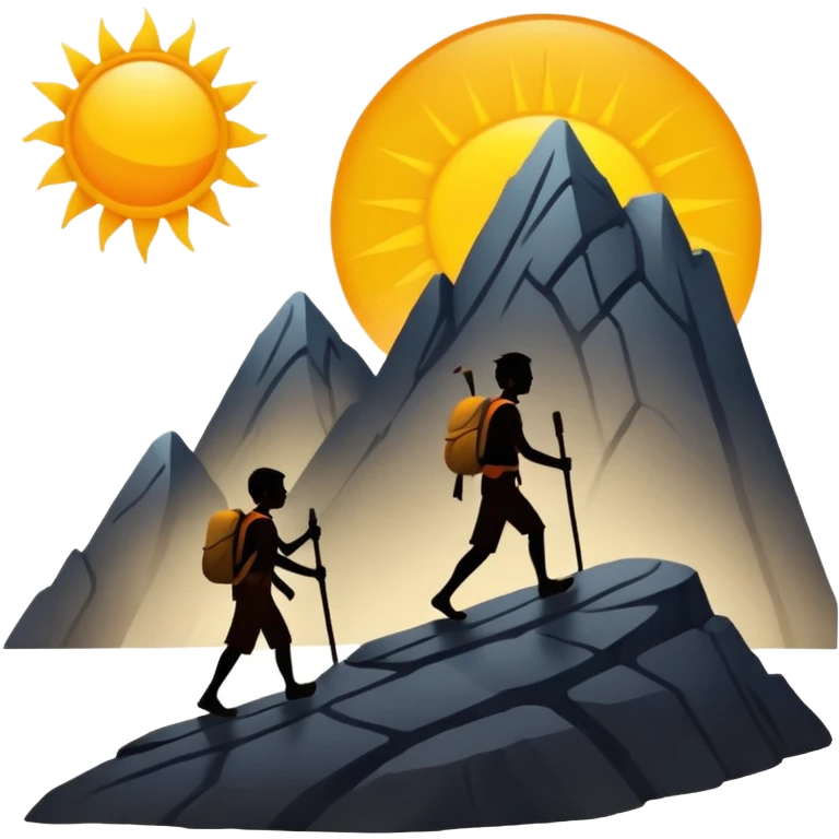 
una mezcla de sol + montaña + caminante estilo petroglifo emoji