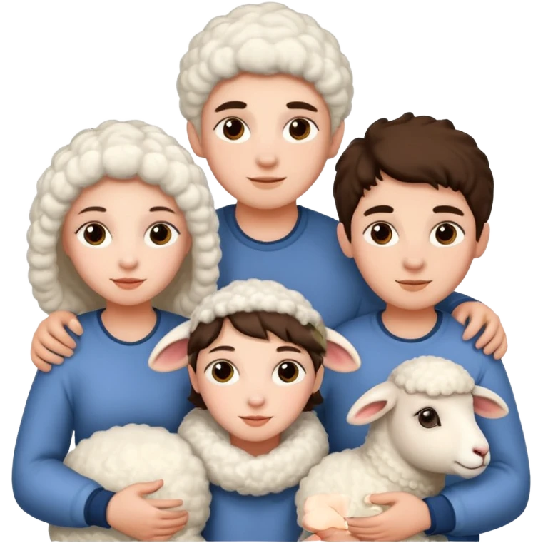 3 girls withe and 2 boys withe and a sheep emoji