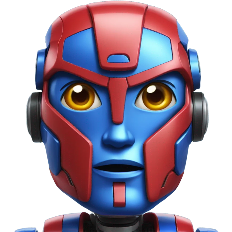 Red and blue transforming robot emoji